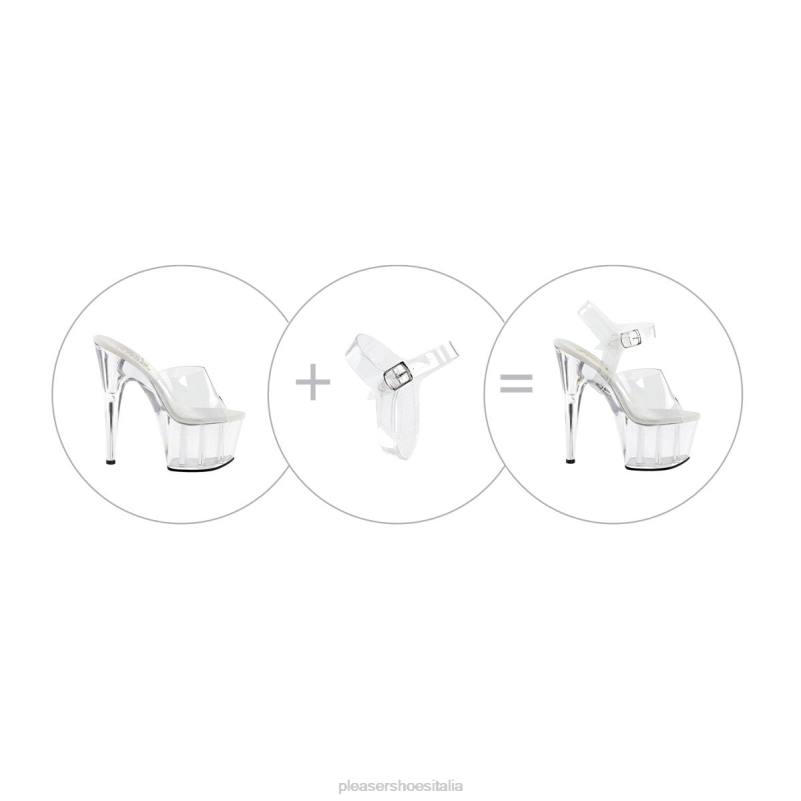 Pleaser Shoes cinturini alla caviglia trasparenti staccabili - taglia 11-16 JHHV145 chiaro