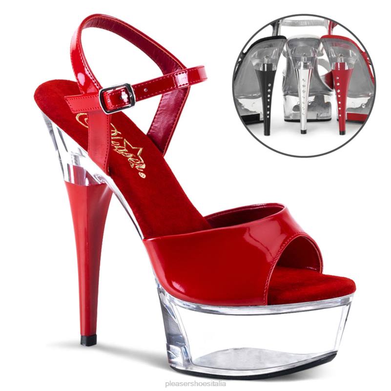 Pleaser Shoes captiva-609 JHHV462 rosso/trasparente