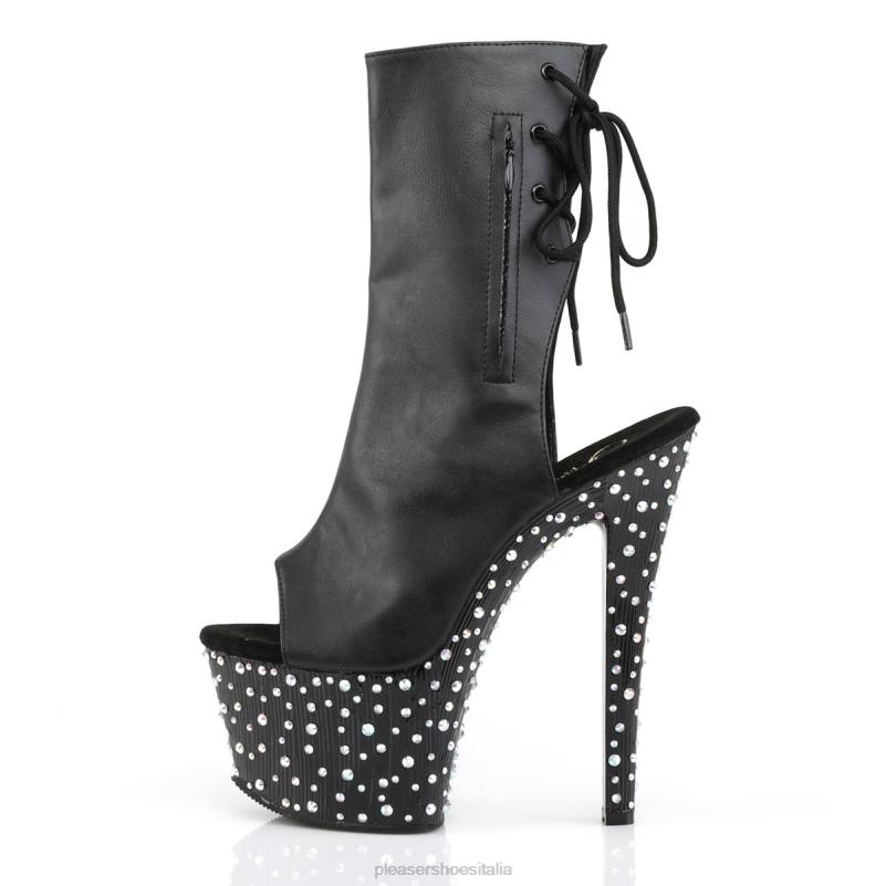 Pleaser Shoes stardance-1018-7 JHHV512 ecopelle nera/argento
