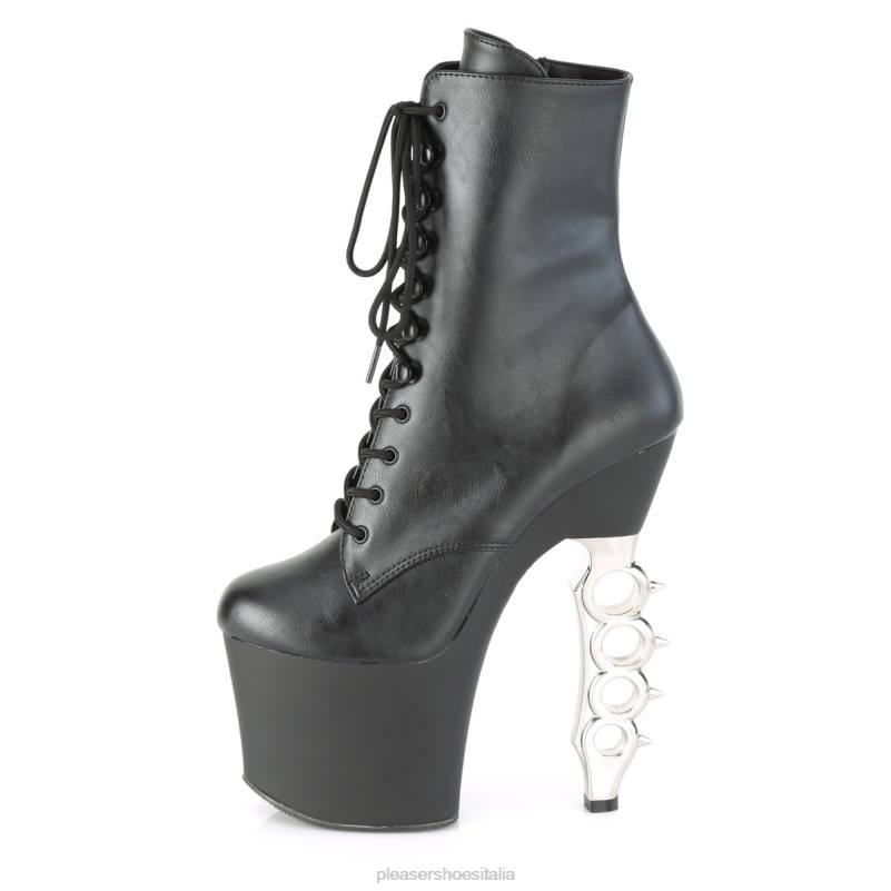Pleaser Shoes irongrip-1020 JHHV163 ecopelle nera/argento